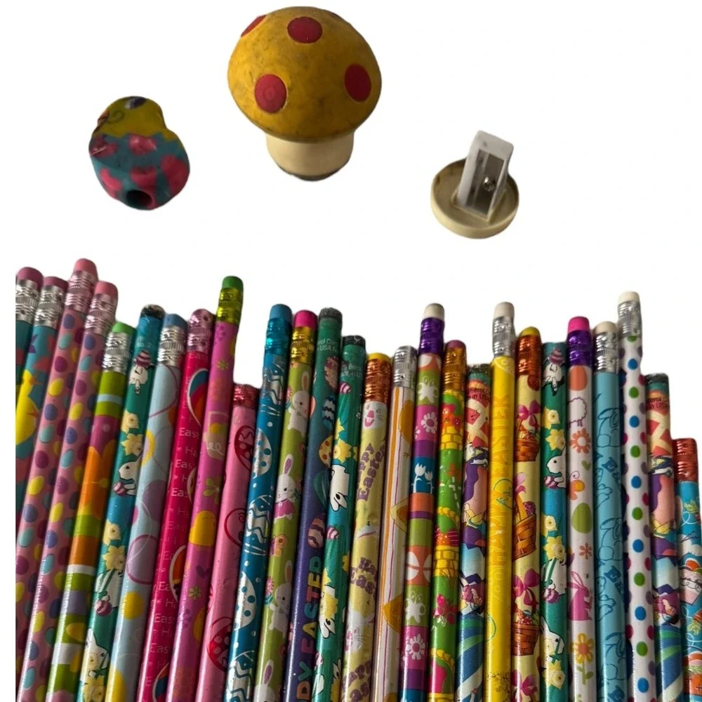 Easter Novelty Pencils Lot‎ Vintage Stationery School Supplies Kids B20Q
